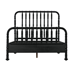 black wood spindle bed queen