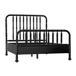 black wood spindle bed queen