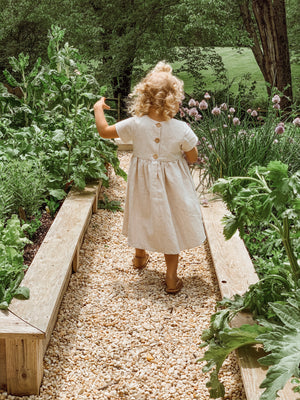 old-fashioned ivory striped linen dress 3Y old-fashioned ivory striped linen dress 3Y