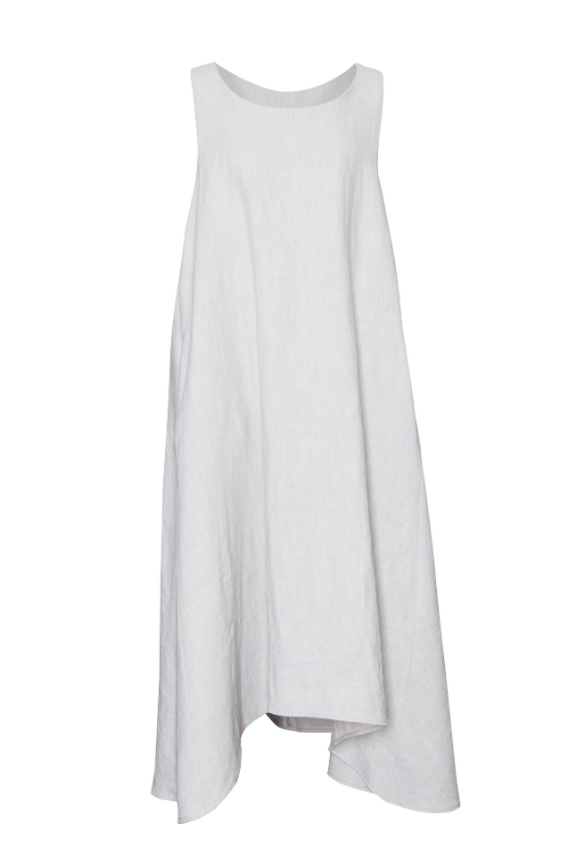 White linen sleeveless sales dress
