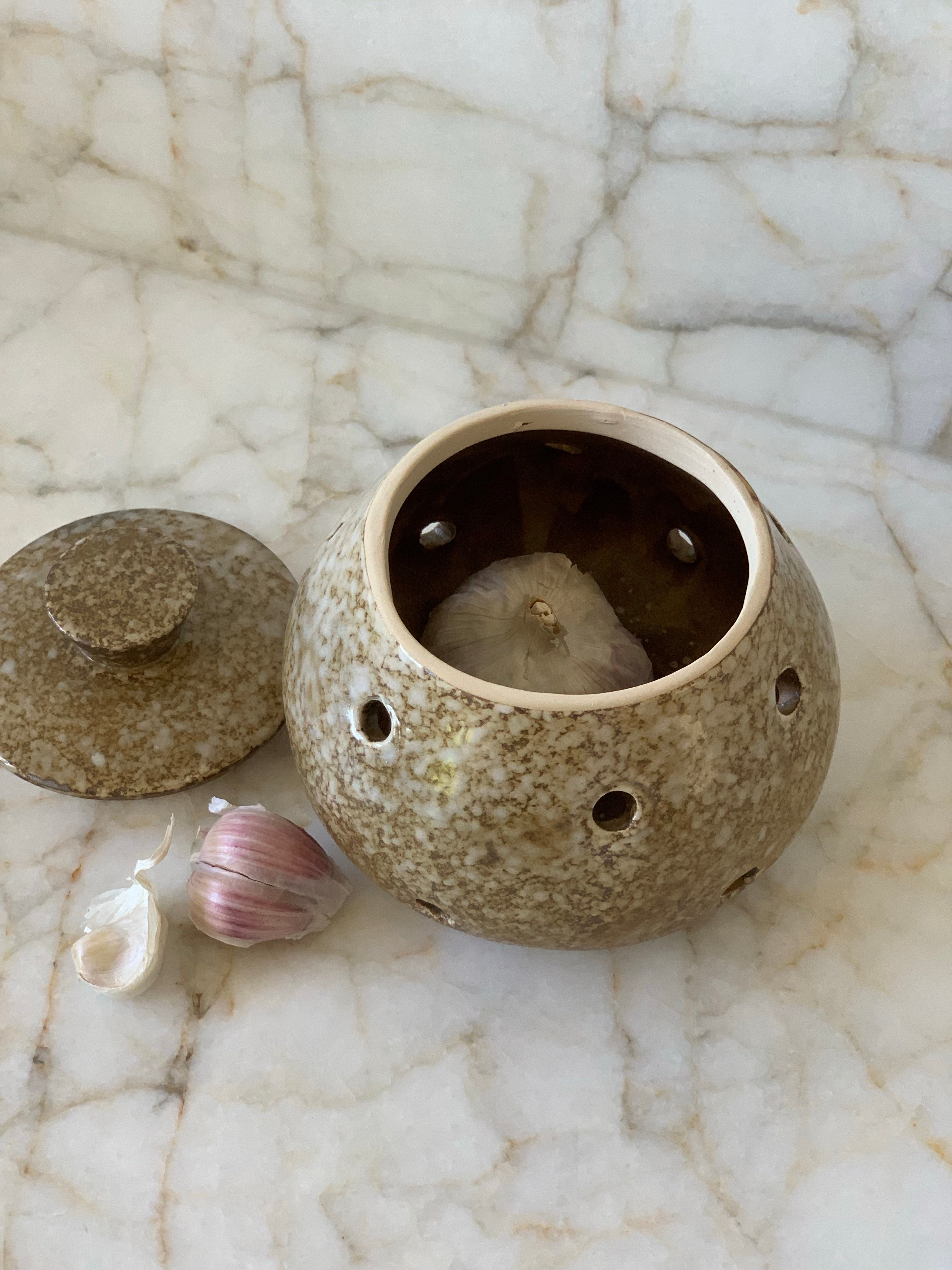 stoneware garlic keeper