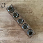 wooden vessel crate with 5 glasses