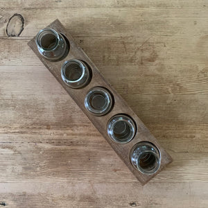 wooden vessel crate with 5 glasses