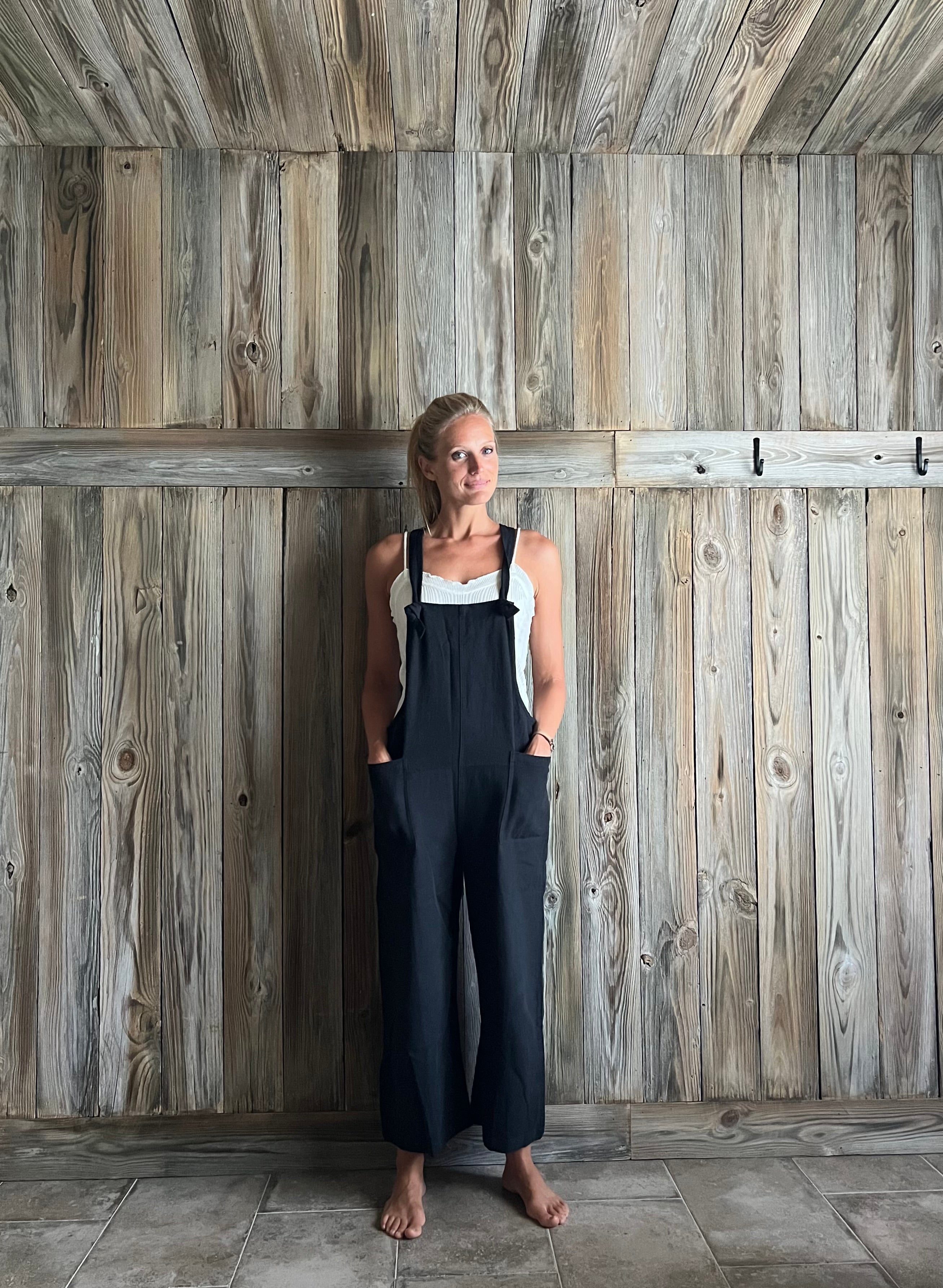 relaxed overalls in black