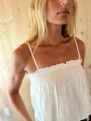 white smocked cami