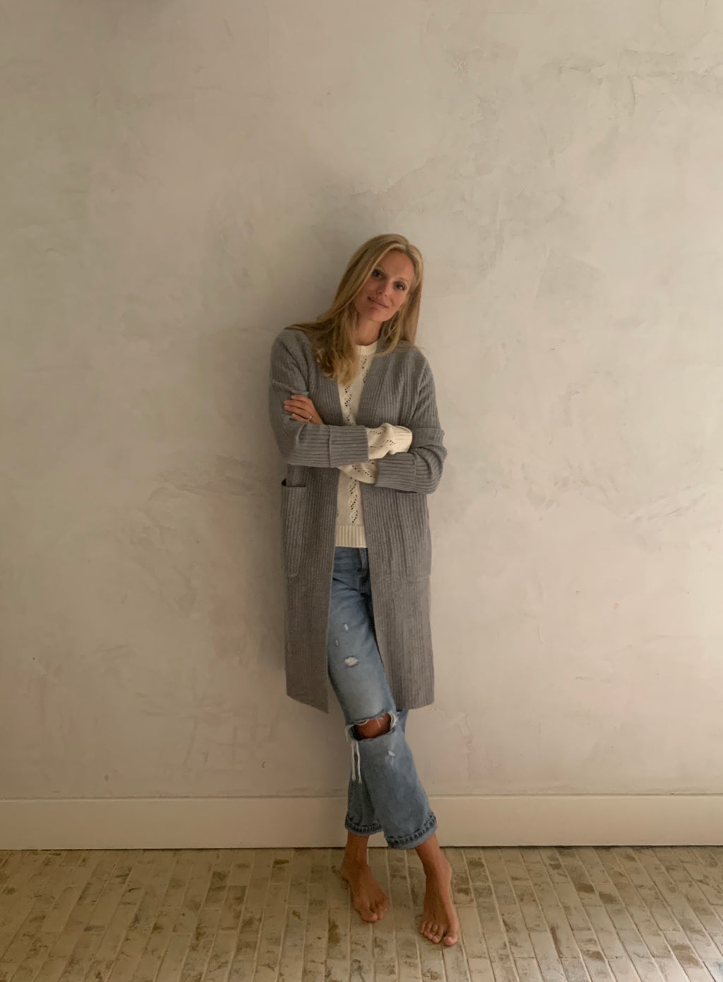 gray wool cashmere duster
