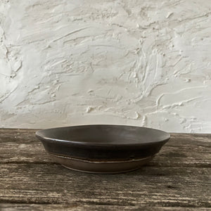 stoneware soup bowl- taupe and brown