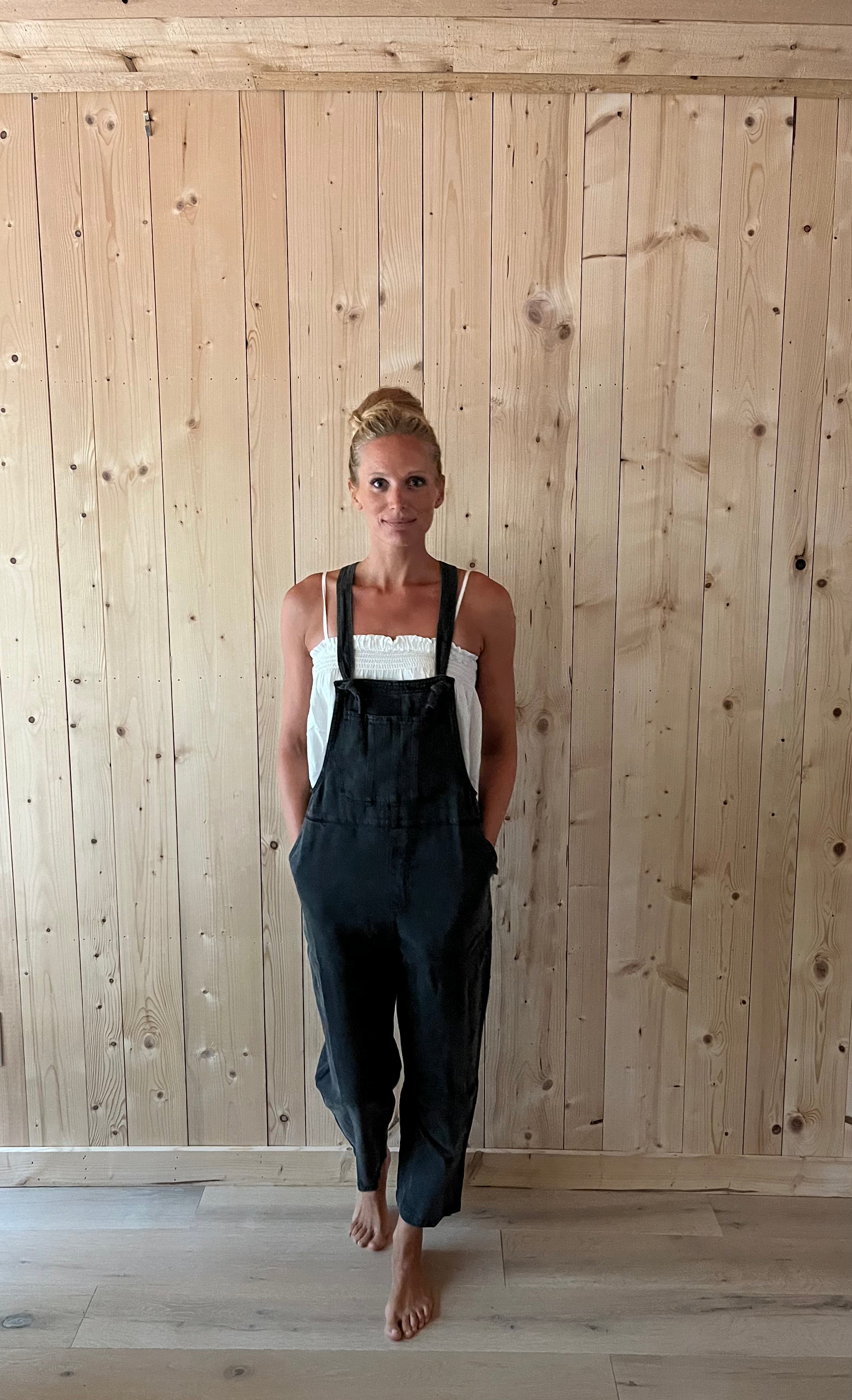 washed black overalls